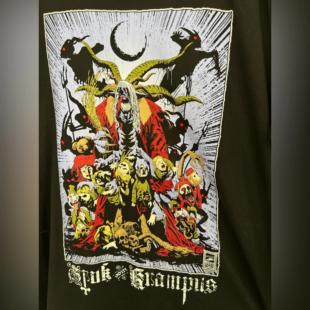MENS HORROR CREEP-O-RAMA KRAMPUS MEGA PRINT GRAPHIC TEE SHIRT SIZE XXL AWESOME - Picture 3 of 4